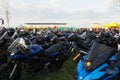 Sremska Mitrovica, Serbia, 04.29.23 Gathering or meeting of motorcyclists and bikers at a festival. People in leather