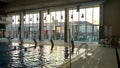 Sremska Mitrovica / Serbia - November 20, 2019: new city pool from the inside. The pool is filled with fresh water. Athletes swim Royalty Free Stock Photo