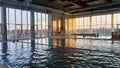 Sremska Mitrovica / Serbia - November 20, 2019: new city pool from the inside. The pool is filled with fresh water. Athletes swim Royalty Free Stock Photo