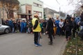 Sremska Mitrovica, Serbia, 22 November 2021. Sports competition for schoolchildren. Children are preparing for the start