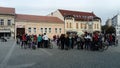 Sremska Mitrovica / Serbia - October 5, 2019: A gathering of women cyclists in the city square for a further bike ride in the name