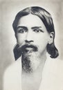 Sri Aurobindo Ghos Indian guru , Drawing on paper. Drawing according to an old photo. Royalty Free Stock Photo