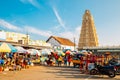 Sri Chamundeshwari Temple and street market in Mysore, India
