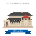 Sri Dalada Maligawa Sri Lanka landmarks vector flat attraction Royalty Free Stock Photo