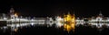 Panoramic view of Sri Harmandir Sahib at night, Golden Temple, Amritsar, Punjab, India Royalty Free Stock Photo