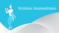 Sri Krishna playing flute on simple blue background, Happy Janmashtami vector illustration