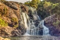 Sri Lanka: Baker`s Falls in Horton Plains National Park Royalty Free Stock Photo