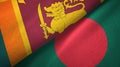 Sri Lanka and Bangladesh two flags textile cloth, fabric texture