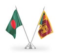 Sri Lanka and Bangladesh table flags isolated on white 3D rendering