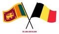 Sri Lanka and Belgium Flags Crossed And Waving Flat Style. Official Proportion. Correct Colors