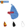 Sri Lanka blue Low Poly map with capital Colombo