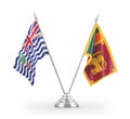 Sri Lanka and British Indian Territory table flags isolated on white 3D rendering