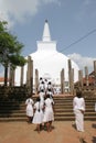 Sri Lanka, Buddhist stupa painted white near Polonnaruwa Royalty Free Stock Photo