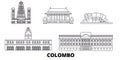 Sri Lanka, Colombo line travel skyline set. Sri Lanka, Colombo outline city vector illustration, symbol, travel sights