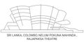 Sri Lanka, Colombo, Nelum Pokuna Mahinda , Rajapaksa Theatre travel landmark vector illustration Royalty Free Stock Photo
