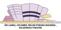 Sri Lanka, Colombo, Nelum Pokuna Mahinda , Rajapaksa Theatre travel landmark vector illustration