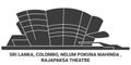 Sri Lanka, Colombo, Nelum Pokuna Mahinda , Rajapaksa Theatre travel landmark vector illustration