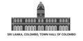 Sri Lanka, Colombo, Town Hall Of Colombo, travel landmark vector illustration