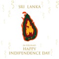 Sri Lanka detailed map with flag colors and important monuments of country Vector illustration of Happy Sri Lanka national day 04