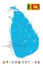 Sri Lanka Detailed Map and Flat Map Icons