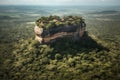 Sri Lanka drone view. Sigiriya Rock or Sinhagiri is ancient rock fortress in northern Matale District Royalty Free Stock Photo