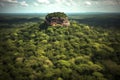 Sri Lanka drone view. Sigiriya Rock or Sinhagiri is ancient rock fortress in northern Matale District Royalty Free Stock Photo