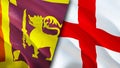 Sri Lanka and England flags. 3D Waving flag design. Sri Lanka England flag, picture, wallpaper. Sri Lanka vs England image,3D
