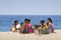 Sri Lanka family sitting on the beach, at Batticaloa, Sri lanka Royalty Free Stock Photo