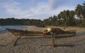 Sri Lanka; fisher boat at a empty beach in the south