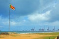 Sri Lanka Flag and the Harbor Royalty Free Stock Photo