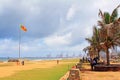 Sri Lanka Flag and the Harbor Royalty Free Stock Photo