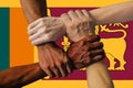 Sri Lanka flag, intergration of a multicultural group of young people