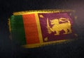 Sri Lanka Flag Made of Metallic Brush Paint on Grunge Dark Wall