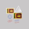 SRI LANKA flag postage stamp set, isolated on gray background, vector illustration. 10 eps
