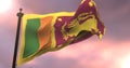 Flag of Sri Lanka waving at wind in slow at sunset, loop