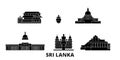 Sri Lanka flat travel skyline set. Sri Lanka black city vector illustration, symbol, travel sights, landmarks.