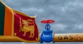 Sri Lanka gas, valve on the main gas pipeline Sri Lanka, Pipeline with flag Sri Lanka, Pipes of gas from Sri Lanka, 3D work and 3D