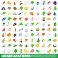 100 sri lanka icons set, isometric 3d style