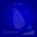Sri Lanka illuminated map with glowing dots. Dark blue space background. Vector illustration