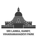 Sri Lanka, Kandy, Viharamahadevi Park travel landmark vector illustration