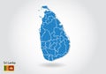 Sri lanka map design with 3D style. Blue Sri lanka map and National flag. Simple vector map with contour, shape, outline, on white