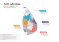 Sri Lanka map infographics vector template with regions and pointer marks