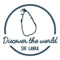 Sri Lanka Map Outline. Vintage Discover the World.