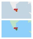 Sri Lanka map with pin of country capital. Two types of Sri Lanka map with neighboring countries