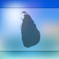 Sri Lanka map. Vector silhouette of Sri Lanka. Blurred background