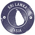 Sri Lanka map vintage stamp.