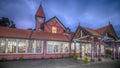 Sri Lanka, Nuwara Eliya: colonial British post office at night Royalty Free Stock Photo