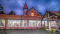 Sri Lanka, Nuwara Eliya: colonial British post office at night Royalty Free Stock Photo