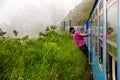 Sri Lanka, Nuwara Eliya - October 2015: People traveling by train in the mountains of Sri Lanka. Surroundings Nuwara Eliya