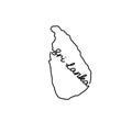 Sri Lanka outline map with the handwritten country name. Continuous line drawing of patriotic home sign